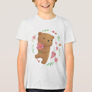Teddybeer met bloemen Tri-Blend shirt