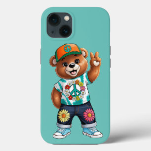 Teddybeer met casual vredige outfit 1 iPhone 13 hoesje