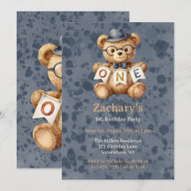 Teddybeer met EEN spandoek 1e verjaardagsfeestje