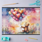 Teddybeer met hartvormige ballonnen tissuepapier (Craft)