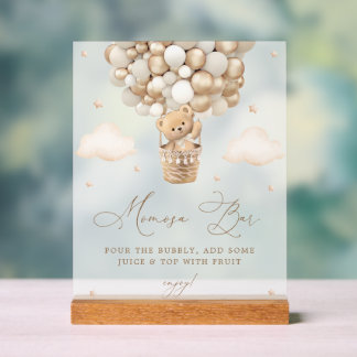 Teddybeer met neutrale ballonnen Mimosa Bar Acryl Bord