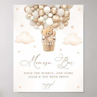 Teddybeer met neutrale ballonnen Mimosa Bar Poster