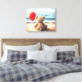 Teddybeer met rode ballon canvas afdruk (Insitu (Slaapkamer))