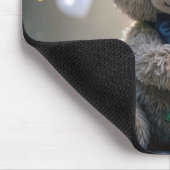 Teddybeer met rode roos muismat (Hoek)