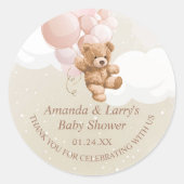 Teddybeer met roze ballonnen sticker (Voorkant)