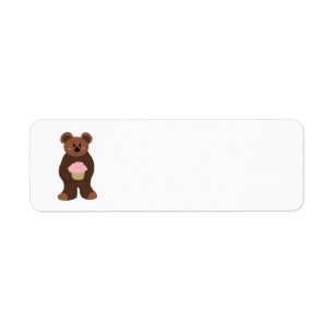 Teddybeer met Roze Cupcake Etiket