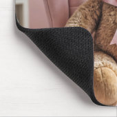 Teddybeer met roze strik muismat (Hoek)