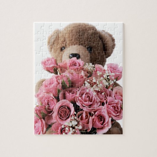 teddybeer met rozen puzzel (Verticaal)