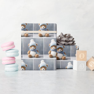 Teddybeer met sjaal en Pet Cadeaupapier
