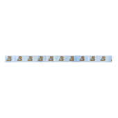 Teddybeer met slabbetje op Blue Gingham Lint (Voorkant)
