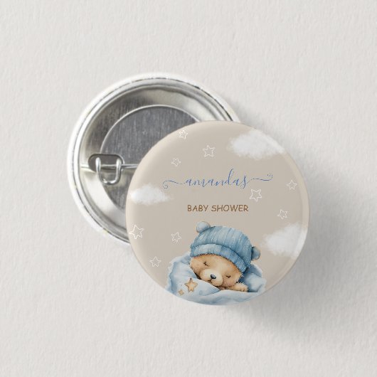 Teddybeer minimaal rustiek ronde button 3,2 cm (Voorkant /achterkant)