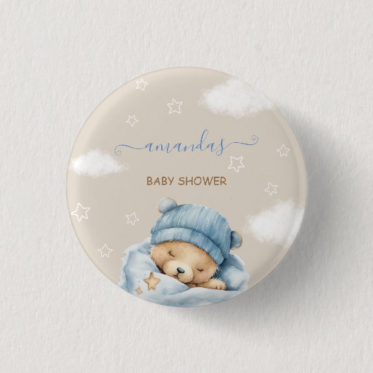 Teddybeer minimaal rustiek ronde button 3,2 cm (Voorkant)