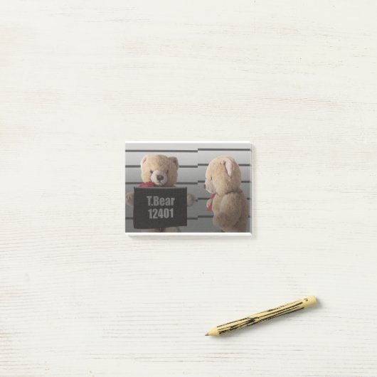 Teddybeer mugshot post-it® notes (Op bureau)
