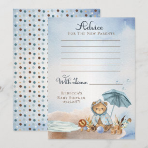Teddybeer nauwelijks wachten jongen baby shower ad kaart
