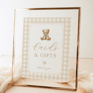 Teddybeer neutrale kaarten en cadeaus baby shower poster