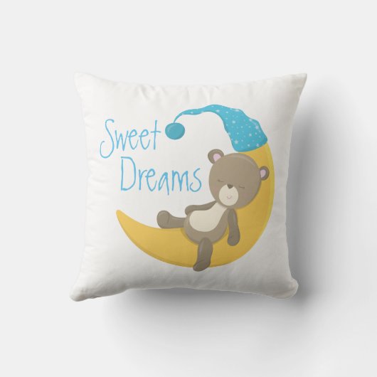 Teddybeer op Crescent Moon Nursery Kussen (Achterkant)