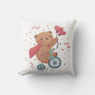 Teddybeer op de fiets: hou van je! kussen