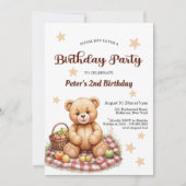 Teddybeer op het 2e verjaardagsfeestje kaart (Voorkant)