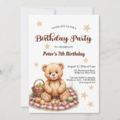 Teddybeer op het 7e verjaardagsfeestje kaart (Voorkant)