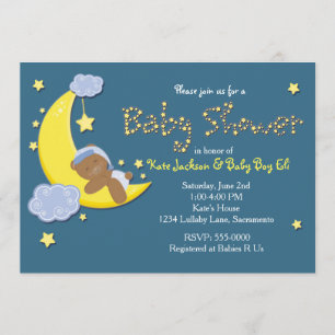 Teddybeer op maan BABY SHOWER Sterren Uitnodiging