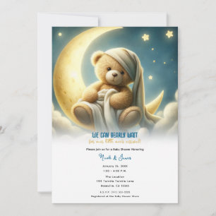 Teddybeer op Moon Glow Stars Baby shower Kaart