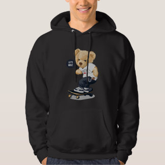 Teddybeer op skateboard gezegde Let's Move Hoodie