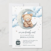 Teddybeer Over de Maan Baby shower Kaart (Voorkant)