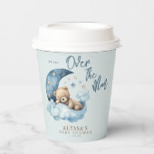 Teddybeer over het Moon Blue Baby shower Papieren Bekers (Voorkant)