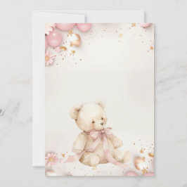 Teddybeer Pastel Champagnetint Goud Baby Meisje Kaart