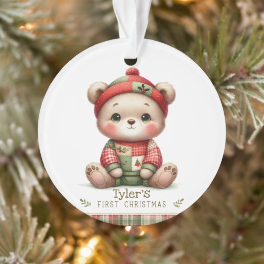 Teddybeer Patchwork Aandenken Ornament (Boom)