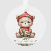 Teddybeer Patchwork Aandenken Ornament (voorkant)