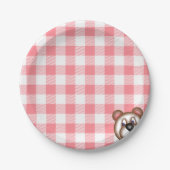 Teddybeer picknick gingham papieren bordje (Voorkant)