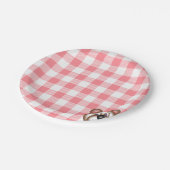 Teddybeer picknick gingham papieren bordje (Gekanteld)