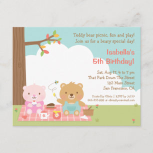 Teddybeer Picknick Kinderen Verjaardagsfeest Uitno Kaart