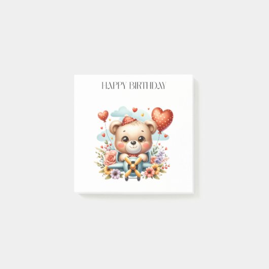 Teddybeer Piloot Verjaardag Post-it® Notes (Voorkant)