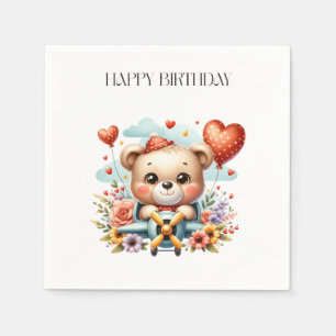 Teddybeer Piloot Verjaardag Servet