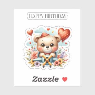 Teddybeer Piloot Verjaardag Sticker