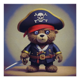 teddybeer piraat perfect poster