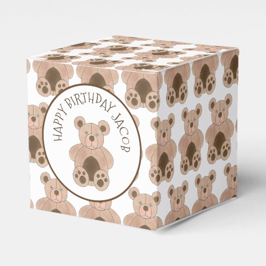 Teddybeer pluche gevulde dier verjaardagsfeestje bedankdoosjes (Voorkant Zijde)