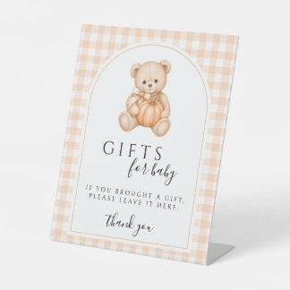 Teddybeer Pompoen Cadeaus voor Baby Shower Bord Reclamebord Met Voetstuk