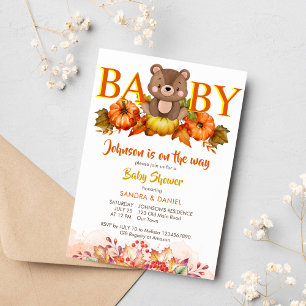 Teddybeer pompoenen herfst baby shower schattige t kaart