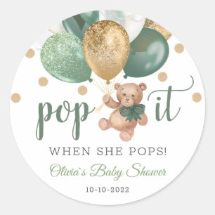 Teddybeer Pop it cadeau voor babyshower Ronde Sticker