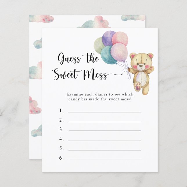 Teddybeer - Raad eens het Sweet Mess spel (Voorkant / Achterkant)