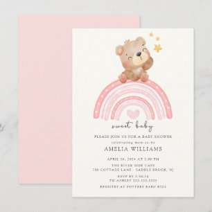 Teddybeer regenboog Baby shower Kaart