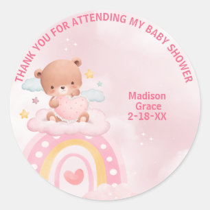 Teddybeer regenboog meisjes Baby shower Ronde Sticker