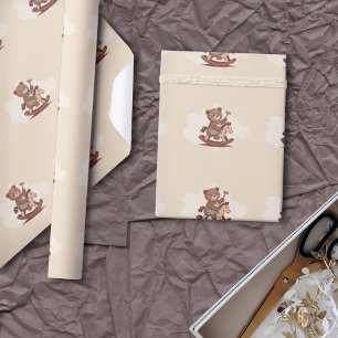 Teddybeer rijdt op een rotspaard cadeaupapier