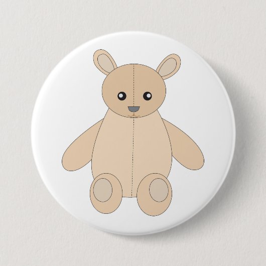Teddybeer Ronde Button 7,6 Cm (Voorkant)