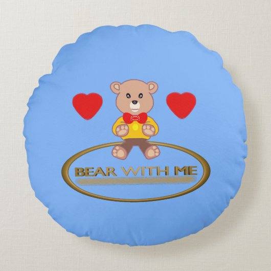 Teddybeer Ronde Kussen (Voorkant)