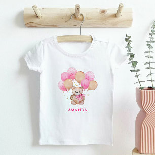 Teddybeer roze ballonnen Baby T-shirt