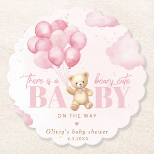Teddybeer roze Beary schattig baby shower Kartonnen Onderzetters